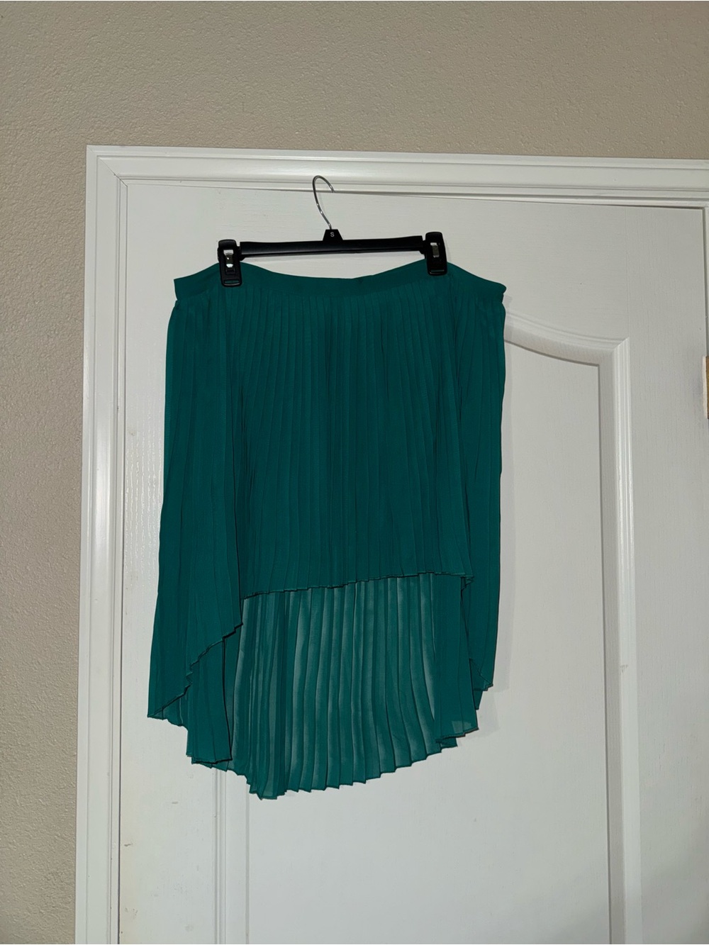 Zara Teal Pleated High-Low Skirt